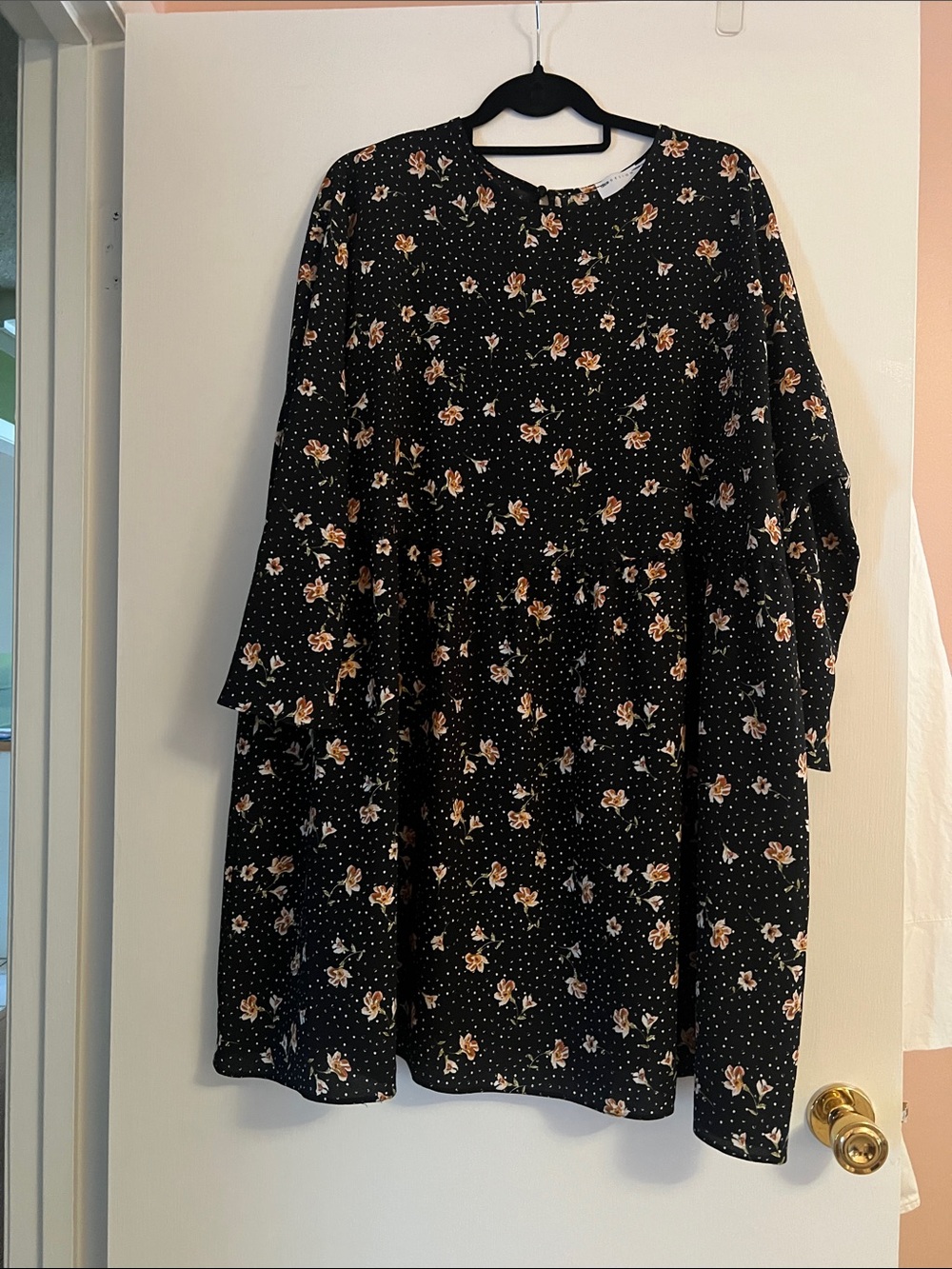 Black Floral Dot Dress